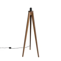 Landelijke vloerlamp tripod walnoot hout - Tripod Classic