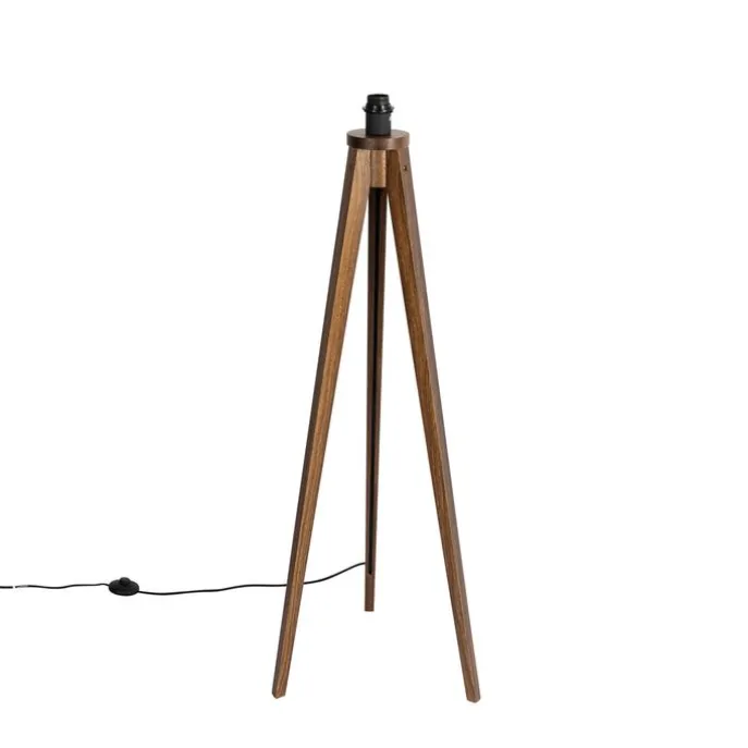 Landelijke vloerlamp tripod walnoot hout - Tripod Classic