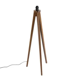 Landelijke vloerlamp tripod walnoot hout - Tripod Classic