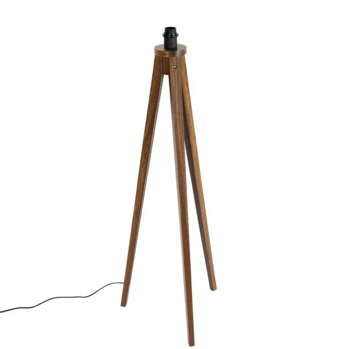 Landelijke vloerlamp tripod walnoot hout - Tripod Classic