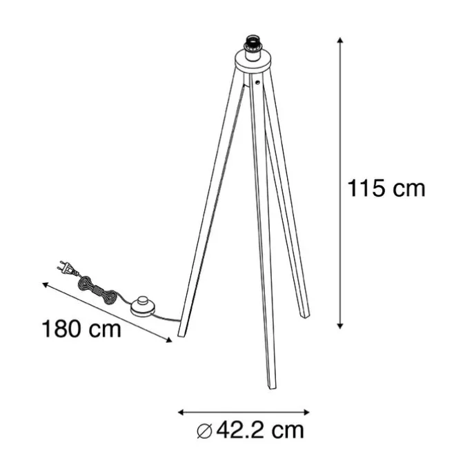 Landelijke vloerlamp tripod zwart - Tripod Classic