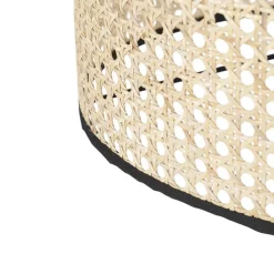 Landelijke vloerlamp tripod zwart met rotan kap - Kata