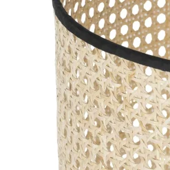 Landelijke vloerlamp tripod zwart met rotan kap - Kata