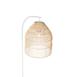 Landelijke vloerlamp wit met rotan - Sam