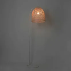 Landelijke vloerlamp wit met rotan - Sam