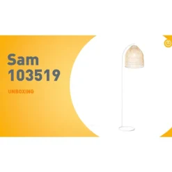 Landelijke vloerlamp wit met rotan - Sam