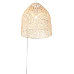 Landelijke vloerlamp wit met rotan - Sam