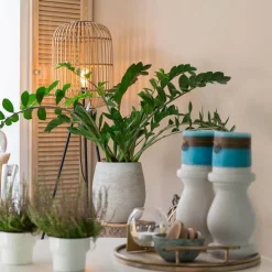 Landelijke vloerlamp zwart met rotan - Manila