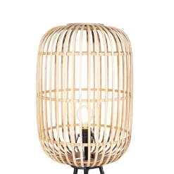 Landelijke vloerlamp zwart met rotan - Manila