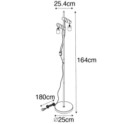 Landelijke vloerlamp zwart met hout 2-lichts - Dami