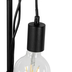 Landelijke vloerlamp zwart met hout 2-lichts - Dami