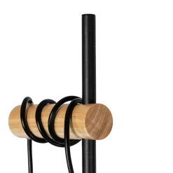 Landelijke vloerlamp zwart met hout 2-lichts met kap - Dami Frame