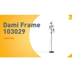 Landelijke vloerlamp zwart met hout 2-lichts met kap - Dami Frame