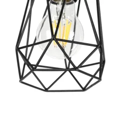 Landelijke vloerlamp zwart met hout 2-lichts met kap - Dami Frame