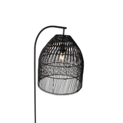 Landelijke vloerlamp zwart met rotan - Sam