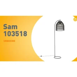 Landelijke vloerlamp zwart met rotan - Sam