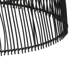 Landelijke vloerlamp zwart met rotan - Sam