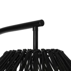 Landelijke vloerlamp zwart met rotan - Sam