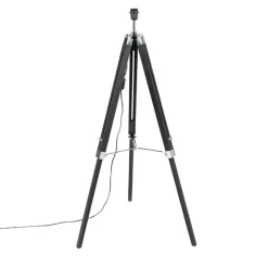Landelijke vloerlamp zwart zonder kap - Tripod