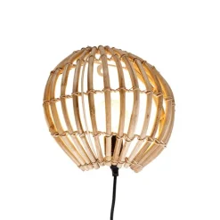 Landelijke wandlamp bamboe half rond - Canna