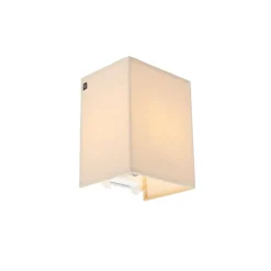 Landelijke wandlamp beige met stoffen kap - Vete