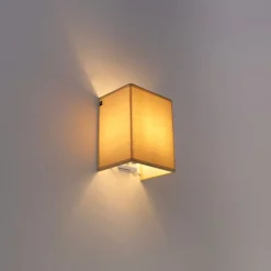 Landelijke wandlamp beige met stoffen kap - Vete