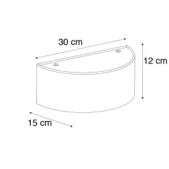 Landelijke wandlamp half rond zwart - Drum