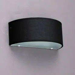 Landelijke wandlamp half rond zwart - Drum