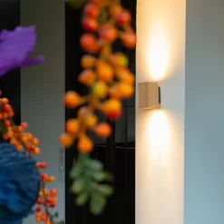 Landelijke wandlamp hout vierkant 2-lichts - Sandy