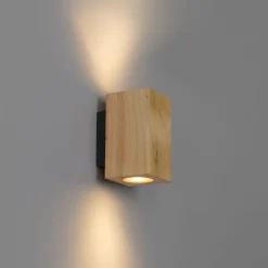 Landelijke wandlamp hout vierkant 2-lichts - Sandy