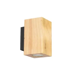 Landelijke wandlamp hout vierkant 2-lichts - Sandy