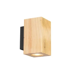 Landelijke wandlamp hout vierkant 2-lichts - Sandy