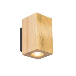 Landelijke wandlamp hout vierkant 2-lichts - Sandy