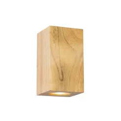 Landelijke wandlamp hout vierkant 2-lichts - Sandy
