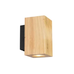 Landelijke wandlamp hout vierkant 2-lichts - Sandy