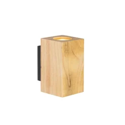 Landelijke wandlamp hout vierkant 2-lichts - Sandy
