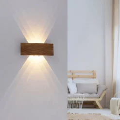 Landelijke wandlamp hout 32cm incl. LED 6-lichts - Ajdin