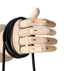 Landelijke wandlamp hout met zwart - Hand