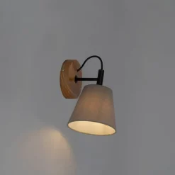 Landelijke wandlamp hout met grijs - Cupy