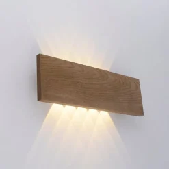 Landelijke wandlamp hout 45cm incl. LED 2-lichts - Ajdin