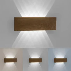 Landelijke wandlamp hout 45cm incl. LED 2-lichts - Ajdin