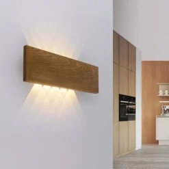 Landelijke wandlamp hout 45cm incl. LED 2-lichts - Ajdin