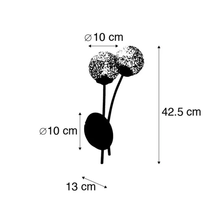 Landelijke wandlamp roestbruin met schakelaar 2-lichts - Kreta