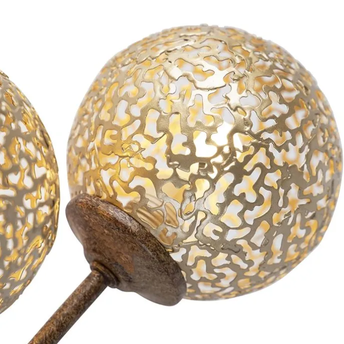 Landelijke wandlamp roestbruin met schakelaar 2-lichts - Kreta