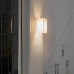 Landelijke wandlamp wit met stoffen kap - Vete