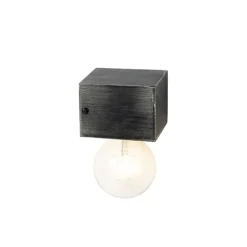 Landelijke wandlamp zwart hout - Bloc