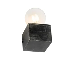 Landelijke wandlamp zwart hout - Bloc