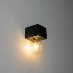 Landelijke wandlamp zwart hout - Bloc