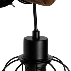 Landelijke wandlamp zwart met hout - Stronk