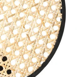 Landelijke wandlamp zwart met rotan 25 cm - Kata